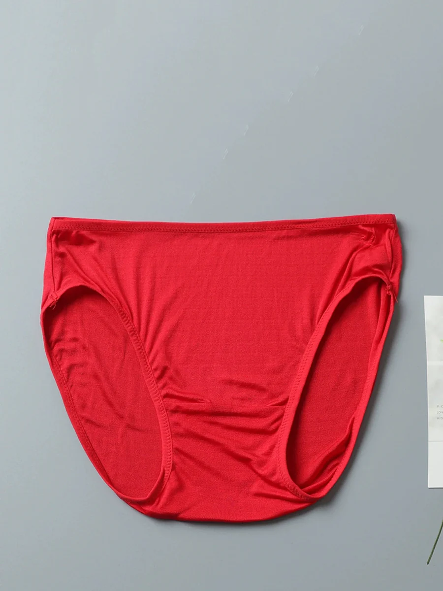 Women Artsy Pure Color High Waist Silk Underwear - Image 10