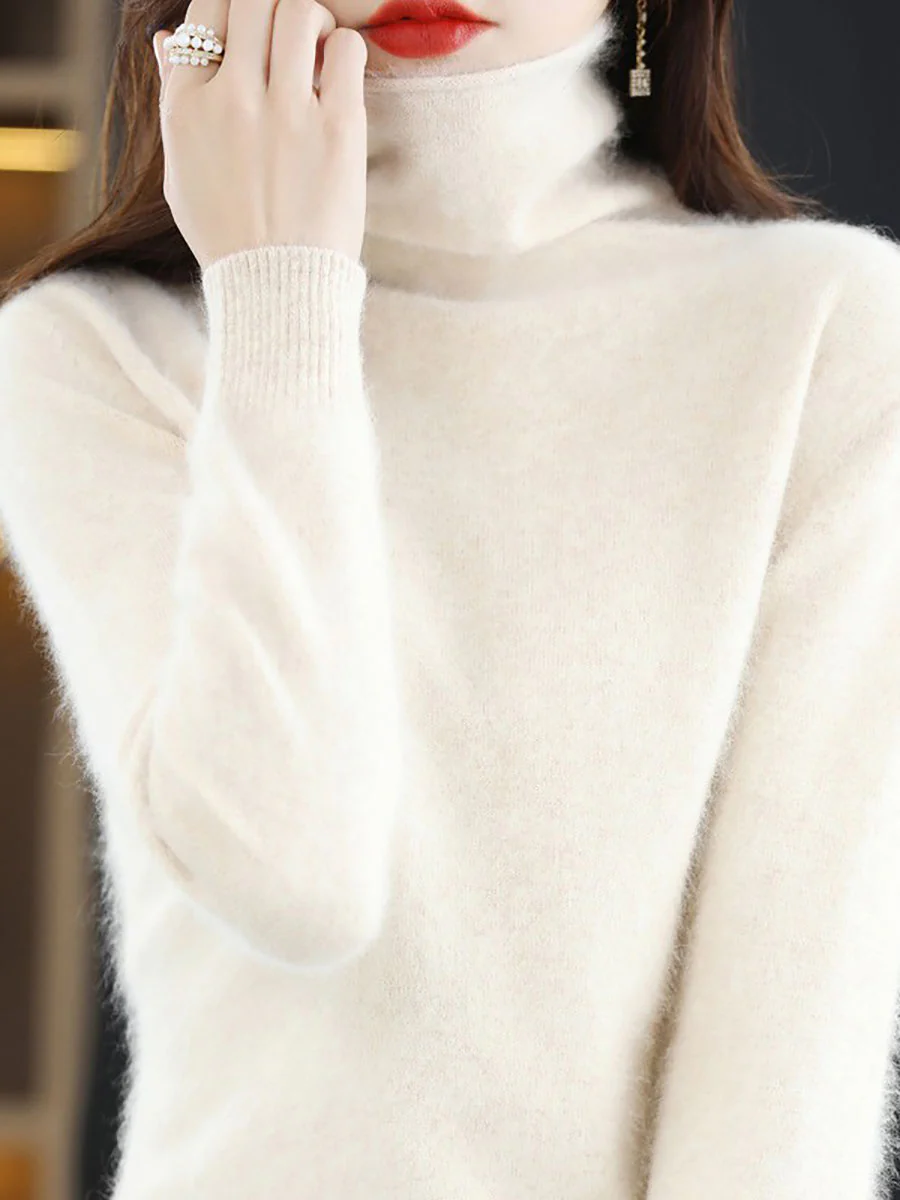 Women Autumn Turtleneck Soft Warm Knit Sweater - Image 11