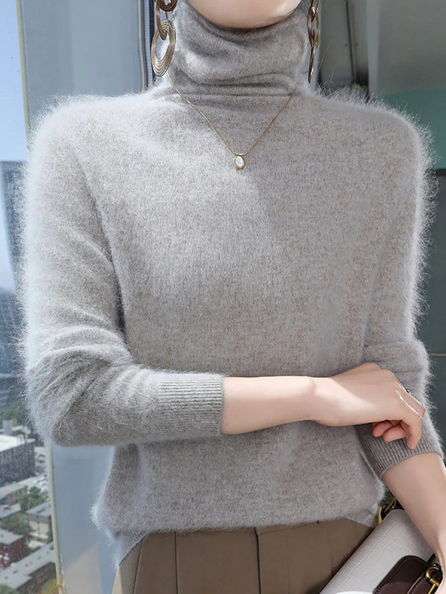 Women Autumn Turtleneck Soft Warm Knit Sweater - Image 12