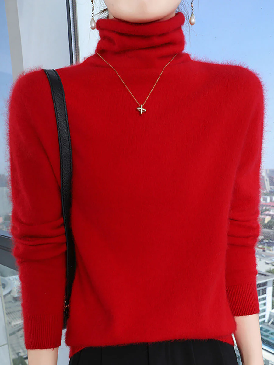 Women Autumn Turtleneck Soft Warm Knit Sweater - Image 17