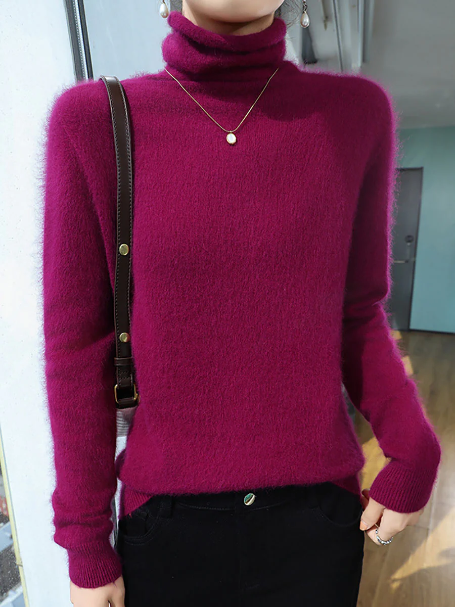 Women Autumn Turtleneck Soft Warm Knit Sweater - Image 4