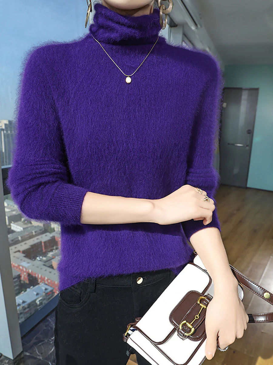 Women Autumn Turtleneck Soft Warm Knit Sweater - Image 5