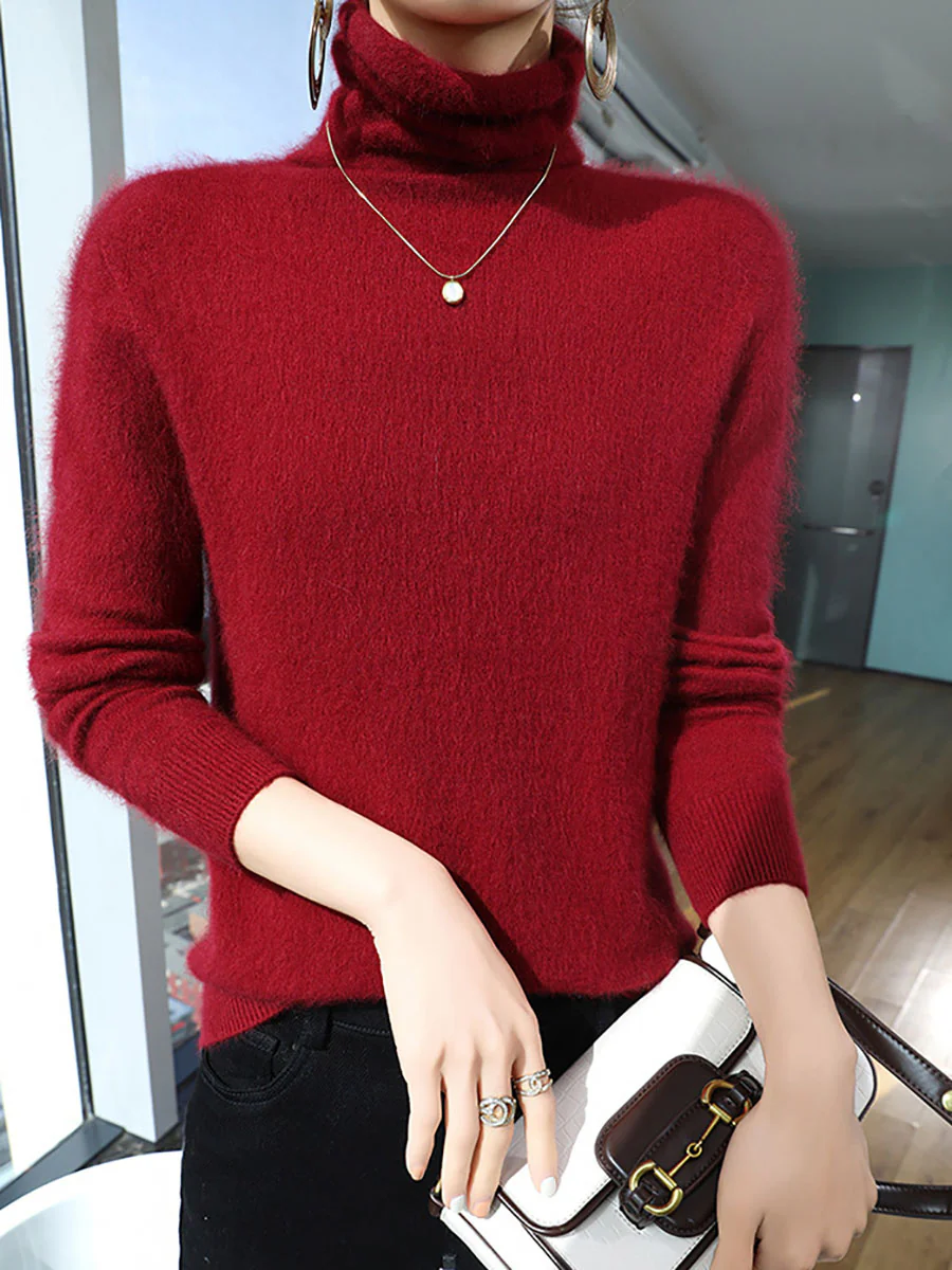 Women Autumn Turtleneck Soft Warm Knit Sweater - Image 6