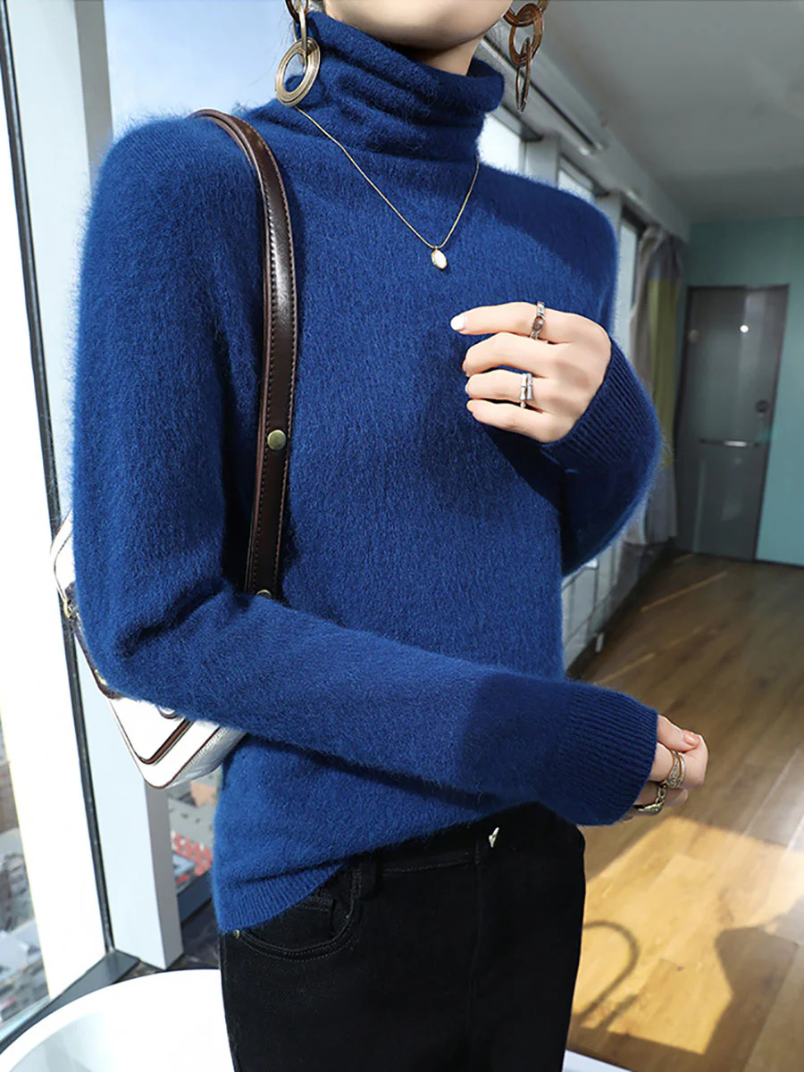 Women Autumn Turtleneck Soft Warm Knit Sweater - Image 7