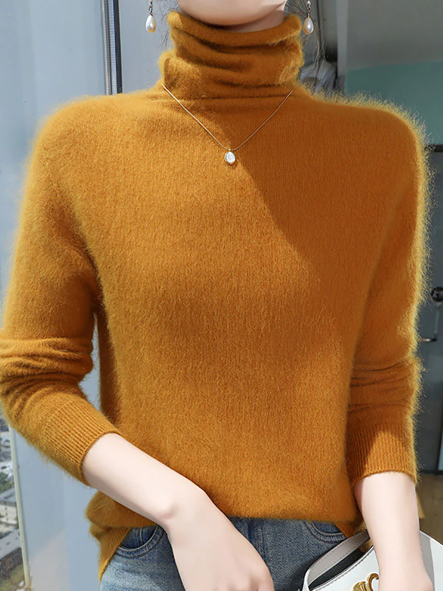 Women Autumn Turtleneck Soft Warm Knit Sweater - Image 8