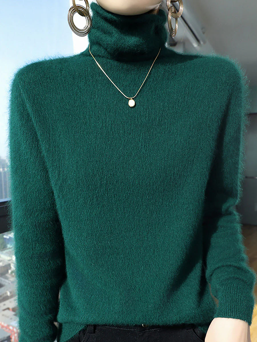 Women Autumn Turtleneck Soft Warm Knit Sweater - Image 9