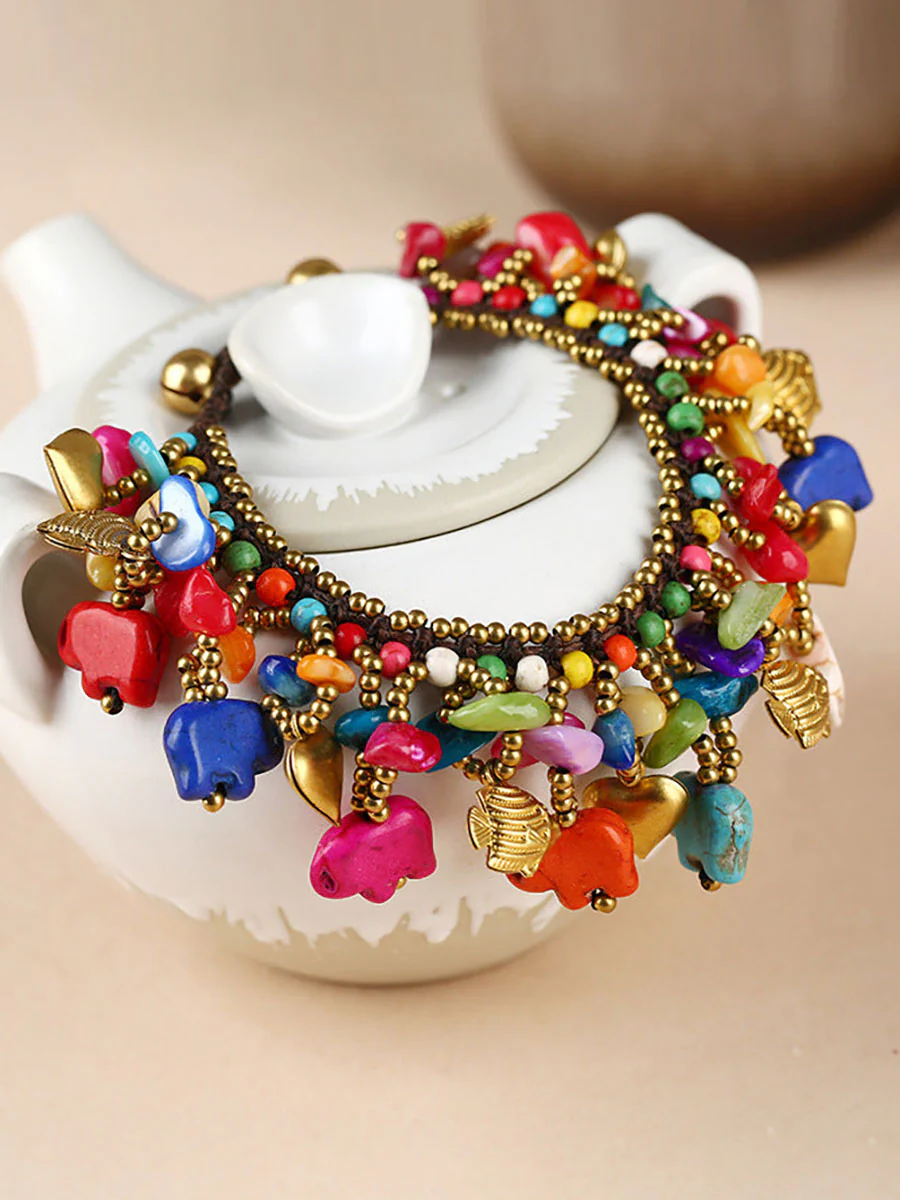Women Bohemia Elephant Woven Turquoise Bracelet - Image 4