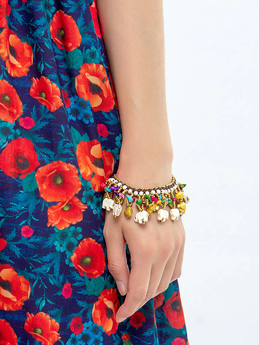 Women Bohemia Elephant Woven Turquoise Bracelet - Image 7