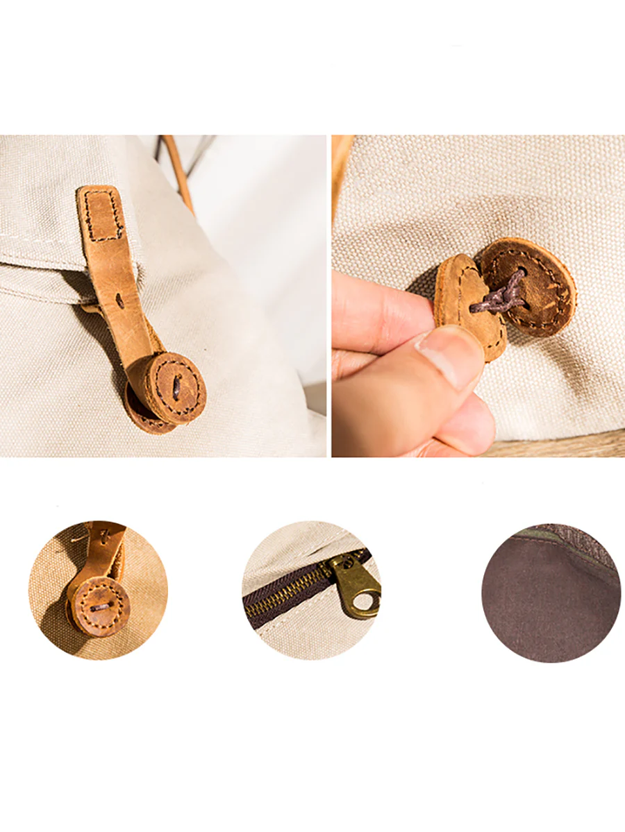 Women Canvas And Leather Crossbody Bag - Image 14