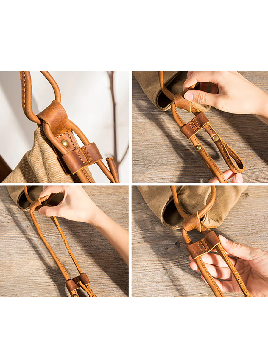 Women Canvas And Leather Crossbody Bag - Image 15