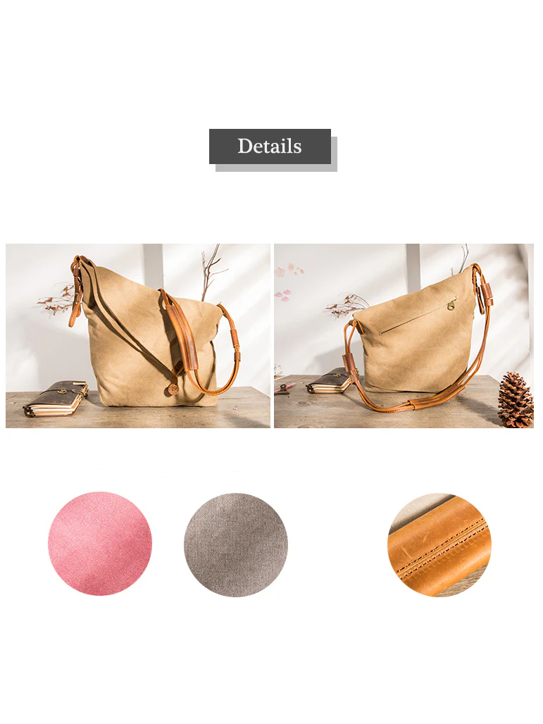 Women Canvas And Leather Crossbody Bag - Image 16