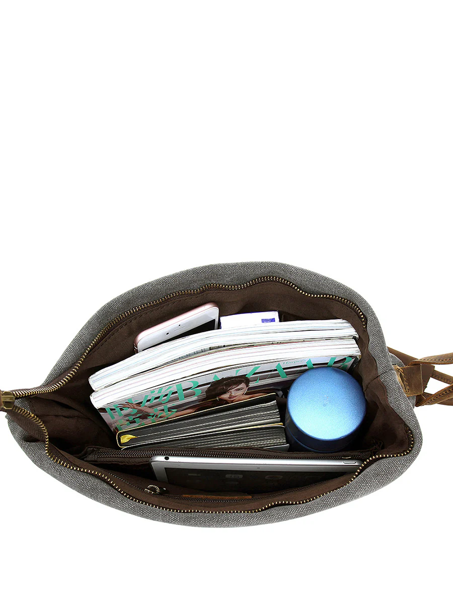Women Canvas And Leather Crossbody Bag - Image 18