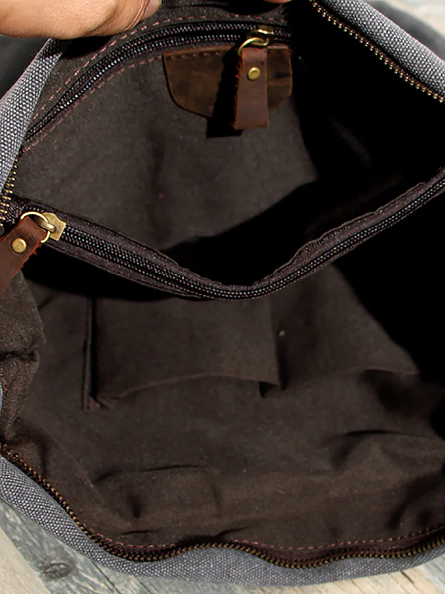 Women Canvas And Leather Crossbody Bag - Image 19