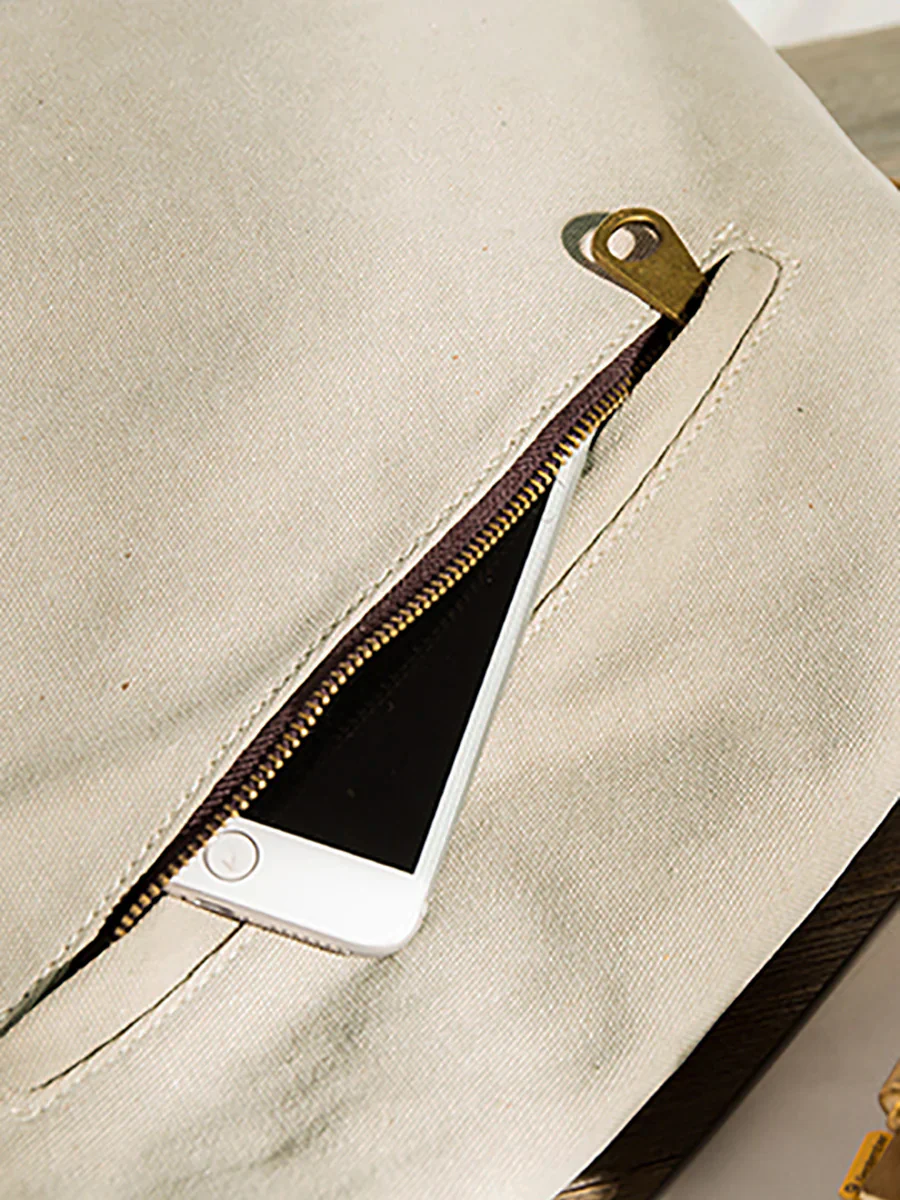 Women Canvas And Leather Crossbody Bag - Image 20