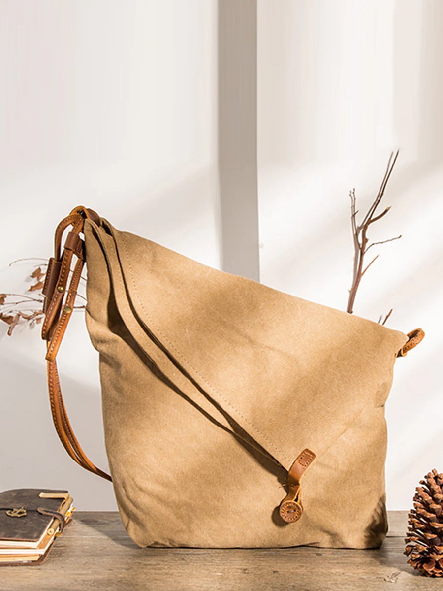 Women Canvas And Leather Crossbody Bag - Image 3