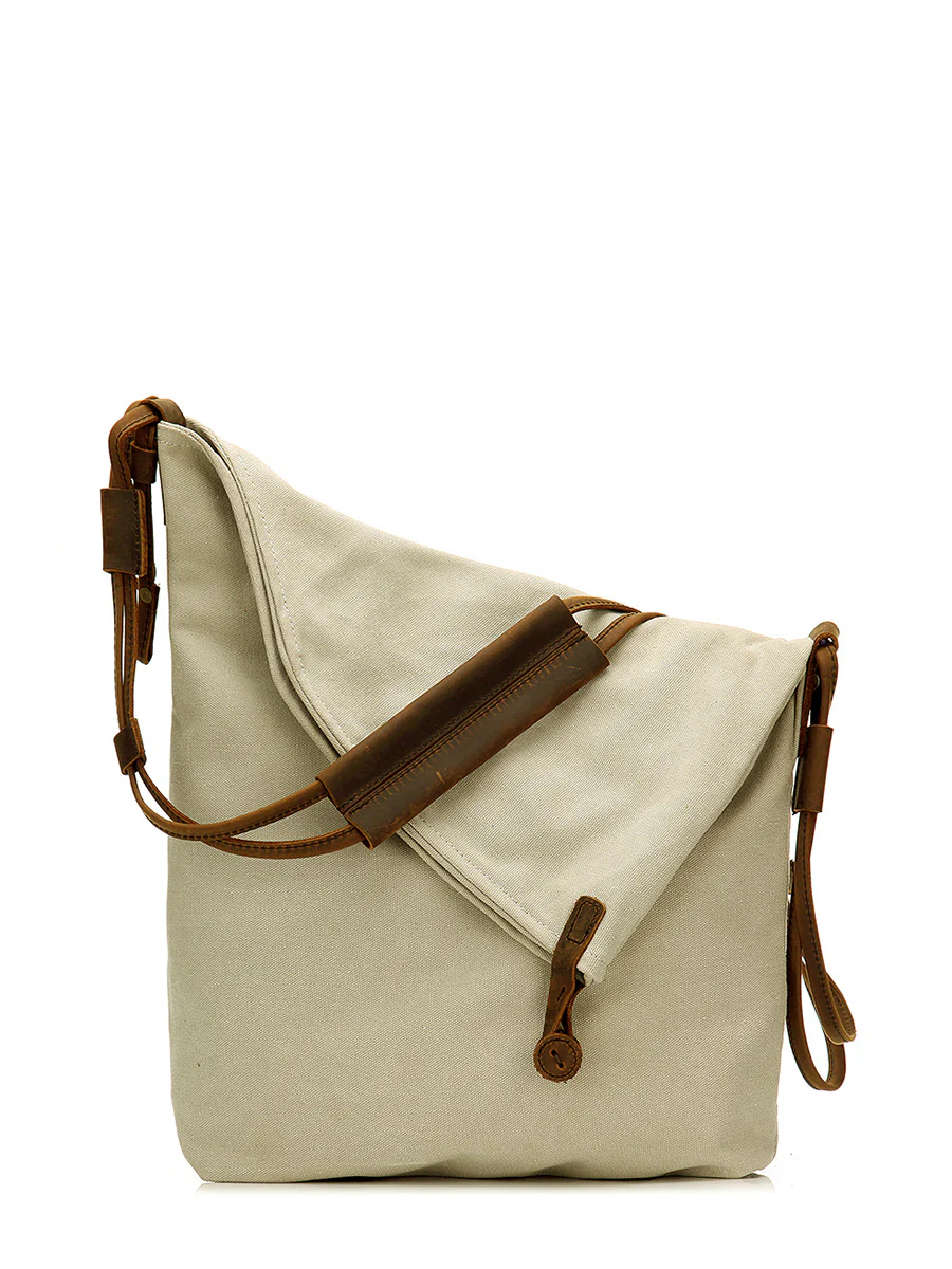 Women Canvas And Leather Crossbody Bag - Image 4