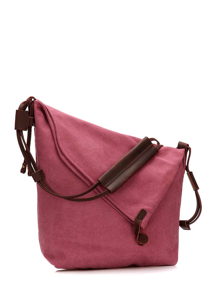 Women Canvas And Leather Crossbody Bag - Image 5