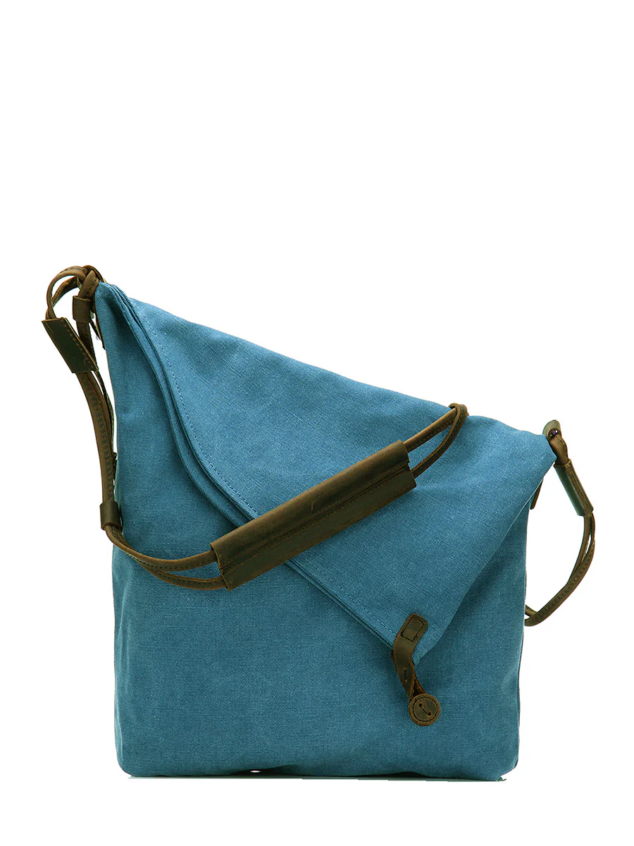 Women Canvas And Leather Crossbody Bag - Image 6
