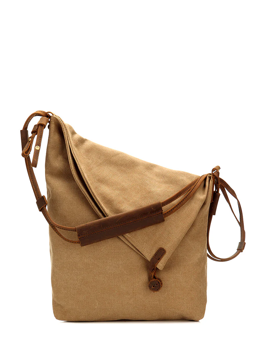 Women Canvas And Leather Crossbody Bag - Image 7