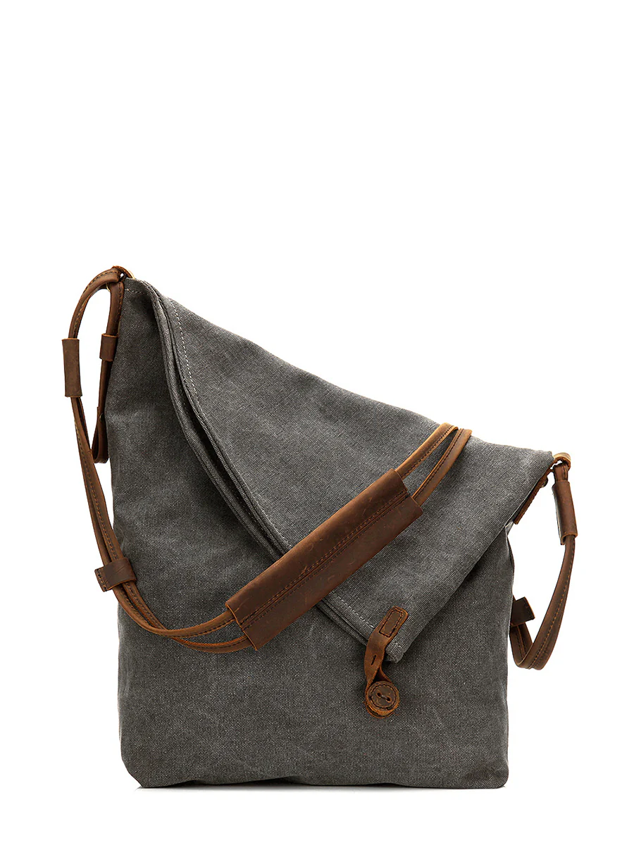 Women Canvas And Leather Crossbody Bag - Image 8