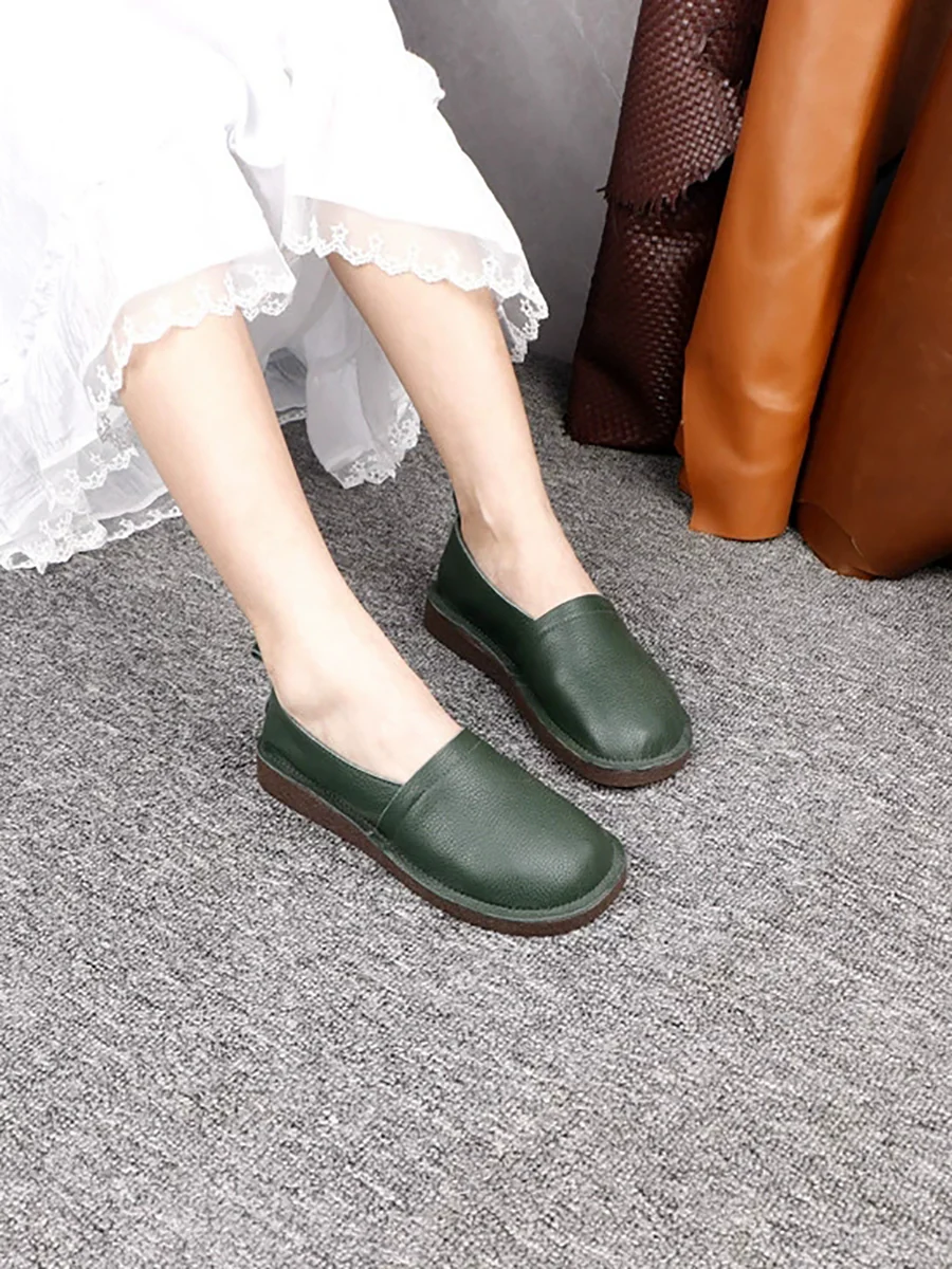 Women Casual Soft Genuine Leather Flat Shoes - Image 3