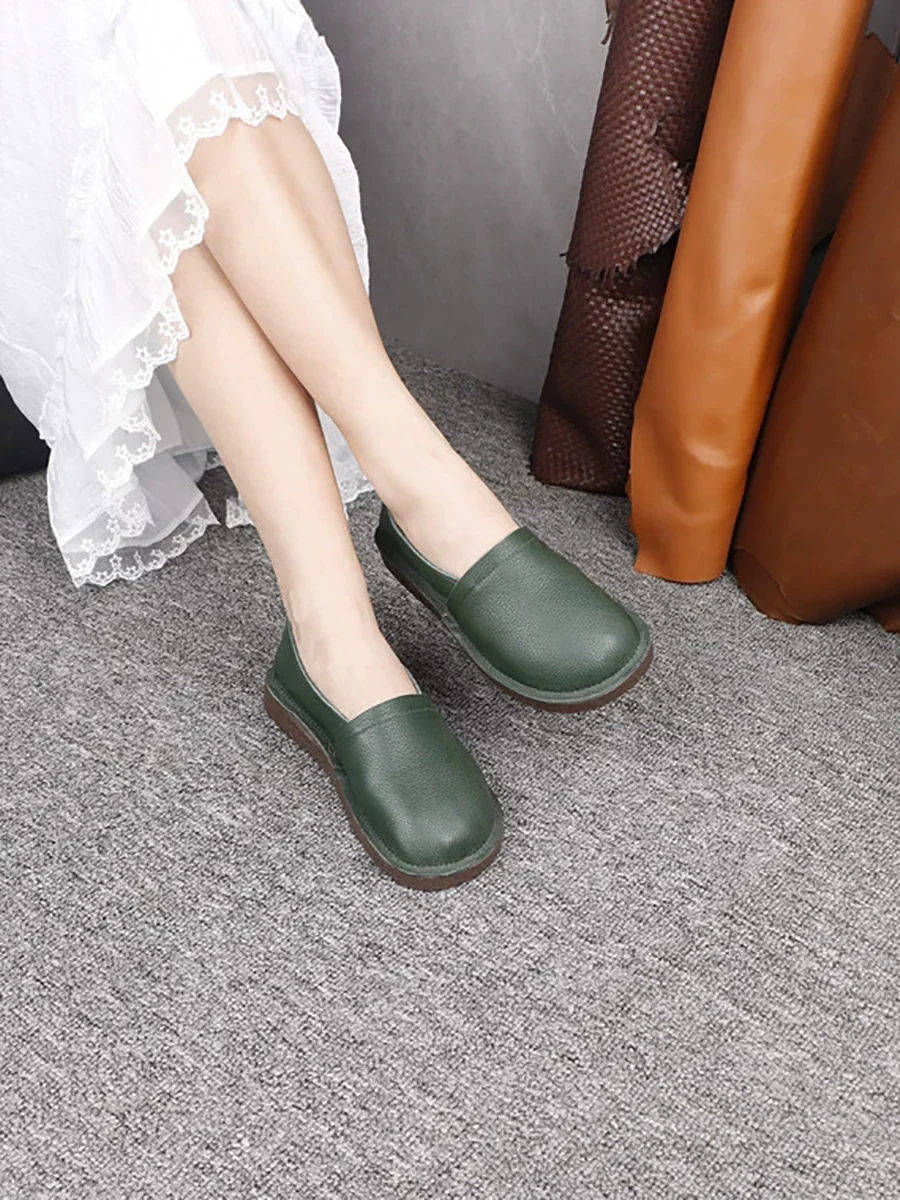 Women Casual Soft Genuine Leather Flat Shoes - Image 4