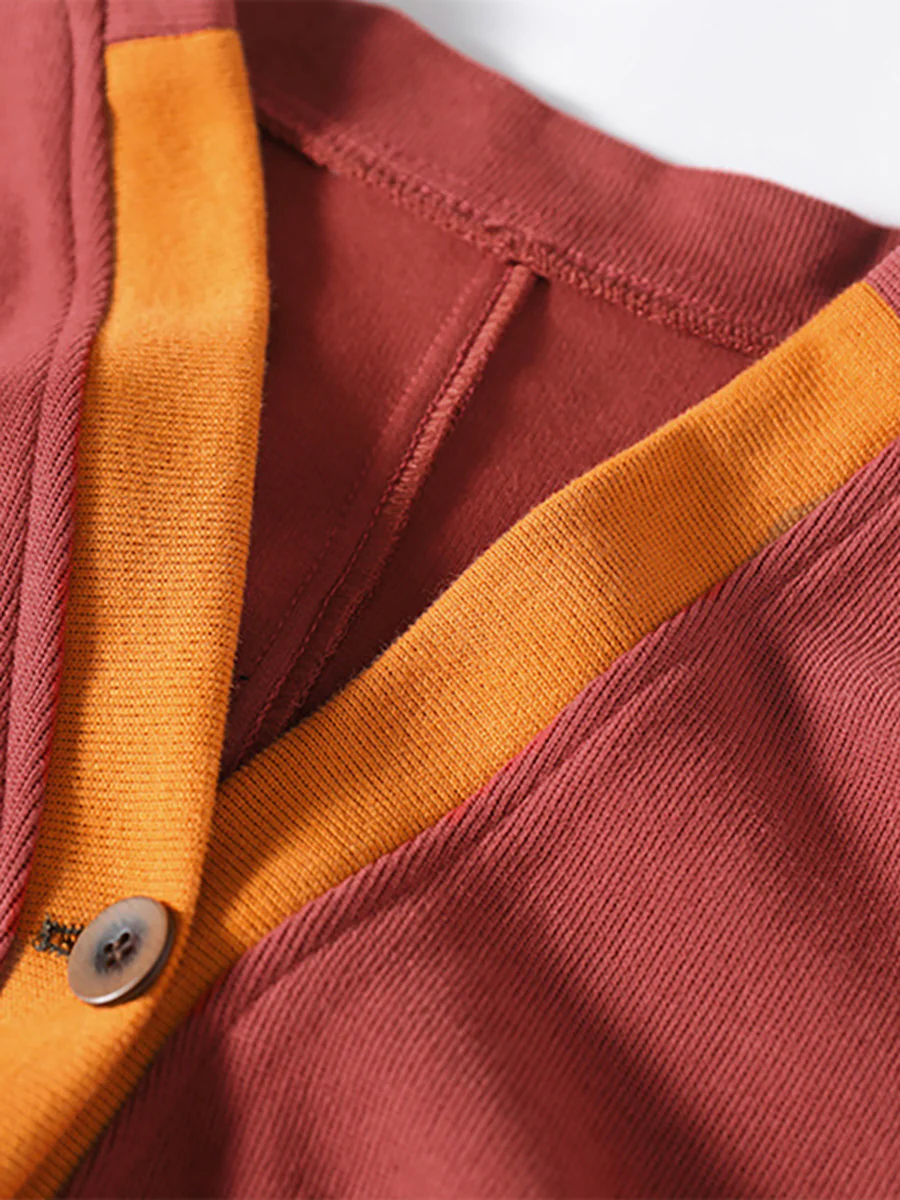 Plus Size Color Contrast Pocket Breasted Long Sleeve Coat - Image 14