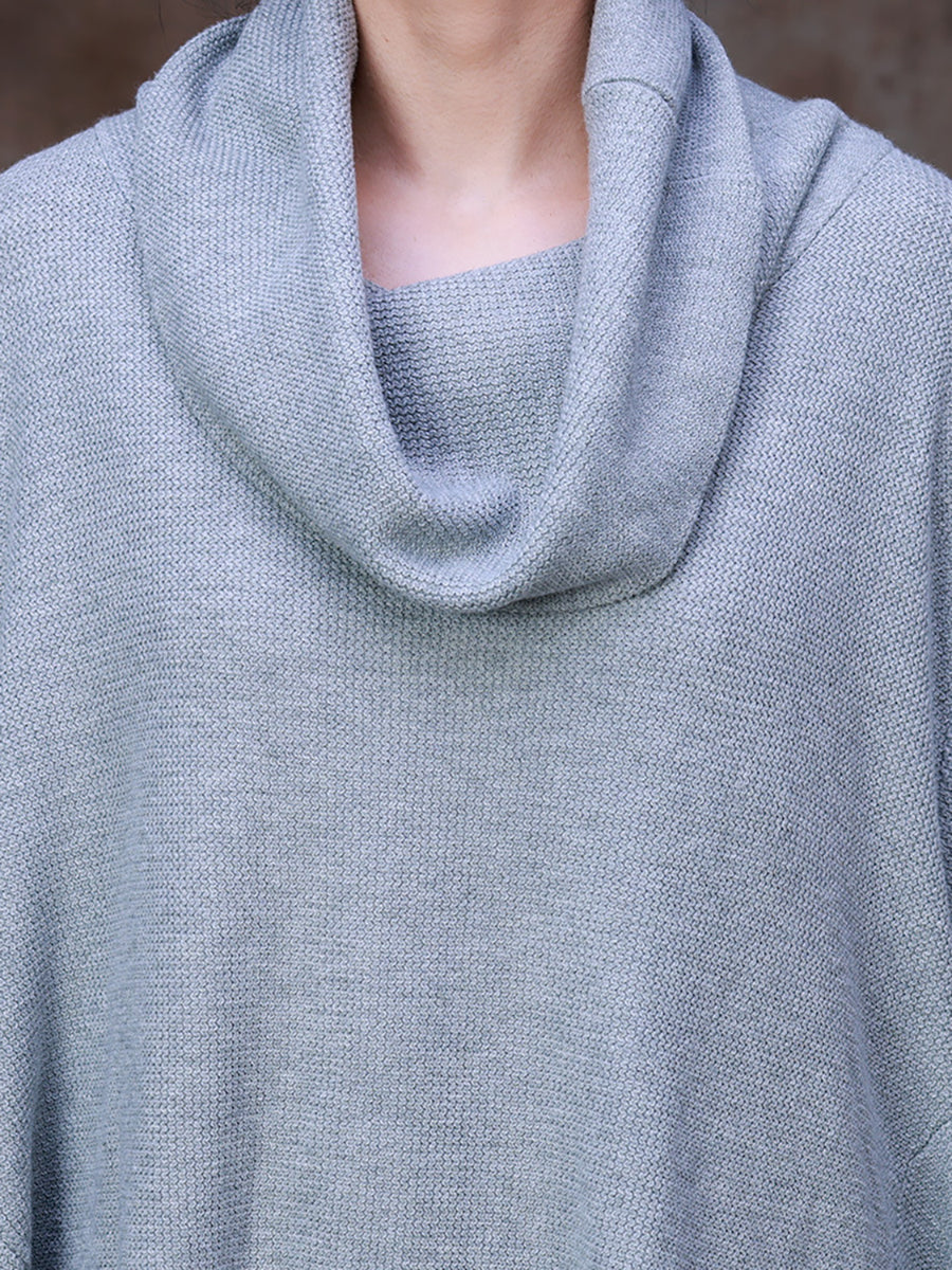 Women Irregular Solid Sweater Turtleneck Pullover - Image 8