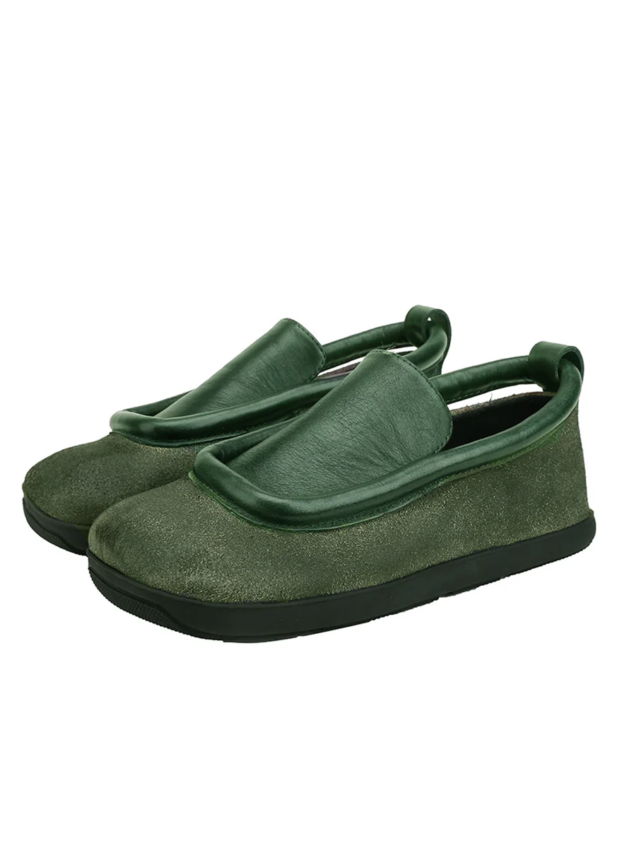Women Round Toe Flat Vintage Leather Shoes - Image 9