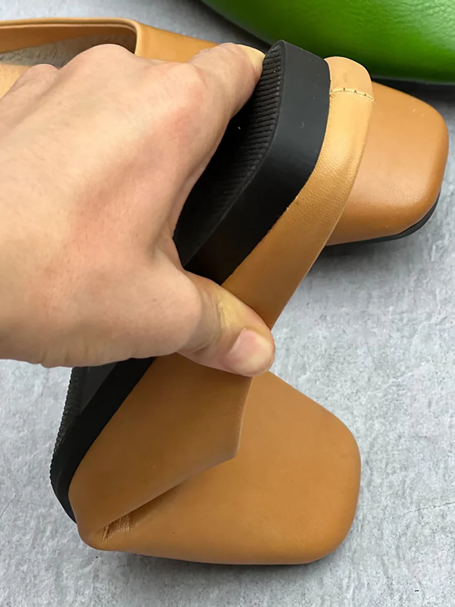 Women Summer Casual Solid Soft Genuine Leather Slippers - Image 6