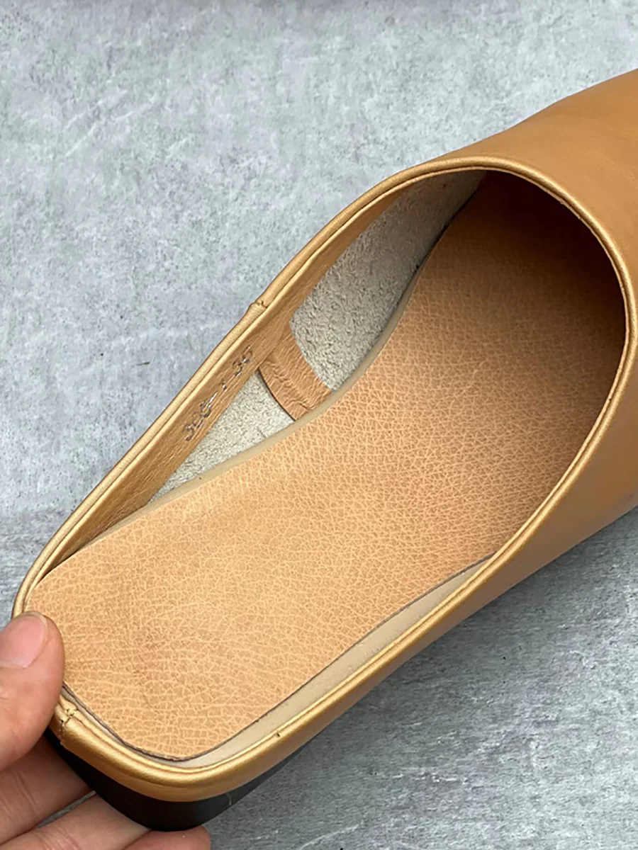 Women Summer Casual Solid Soft Genuine Leather Slippers - Image 7
