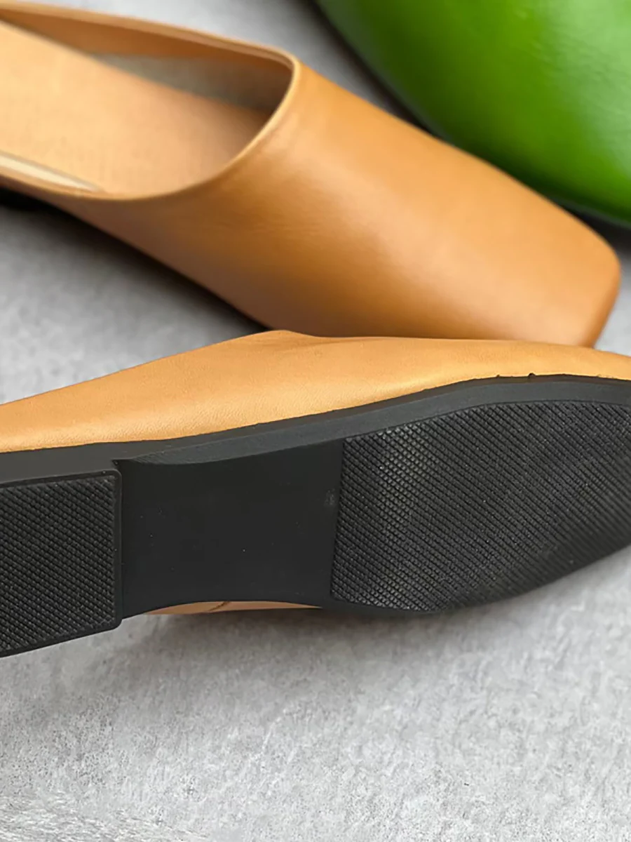 Women Summer Casual Solid Soft Genuine Leather Slippers - Image 8